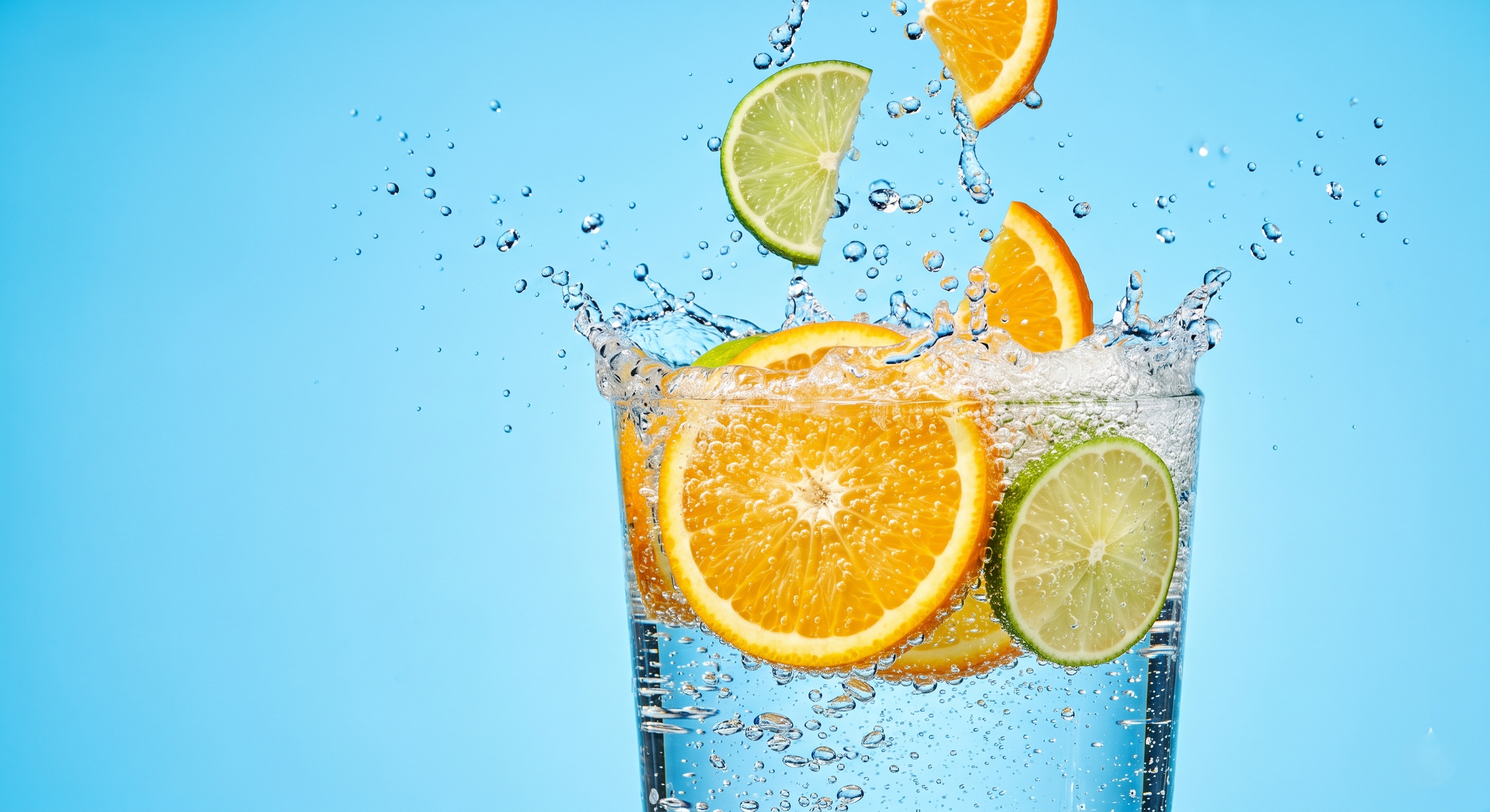 Example image for the prompt: Fresh citrus water splash