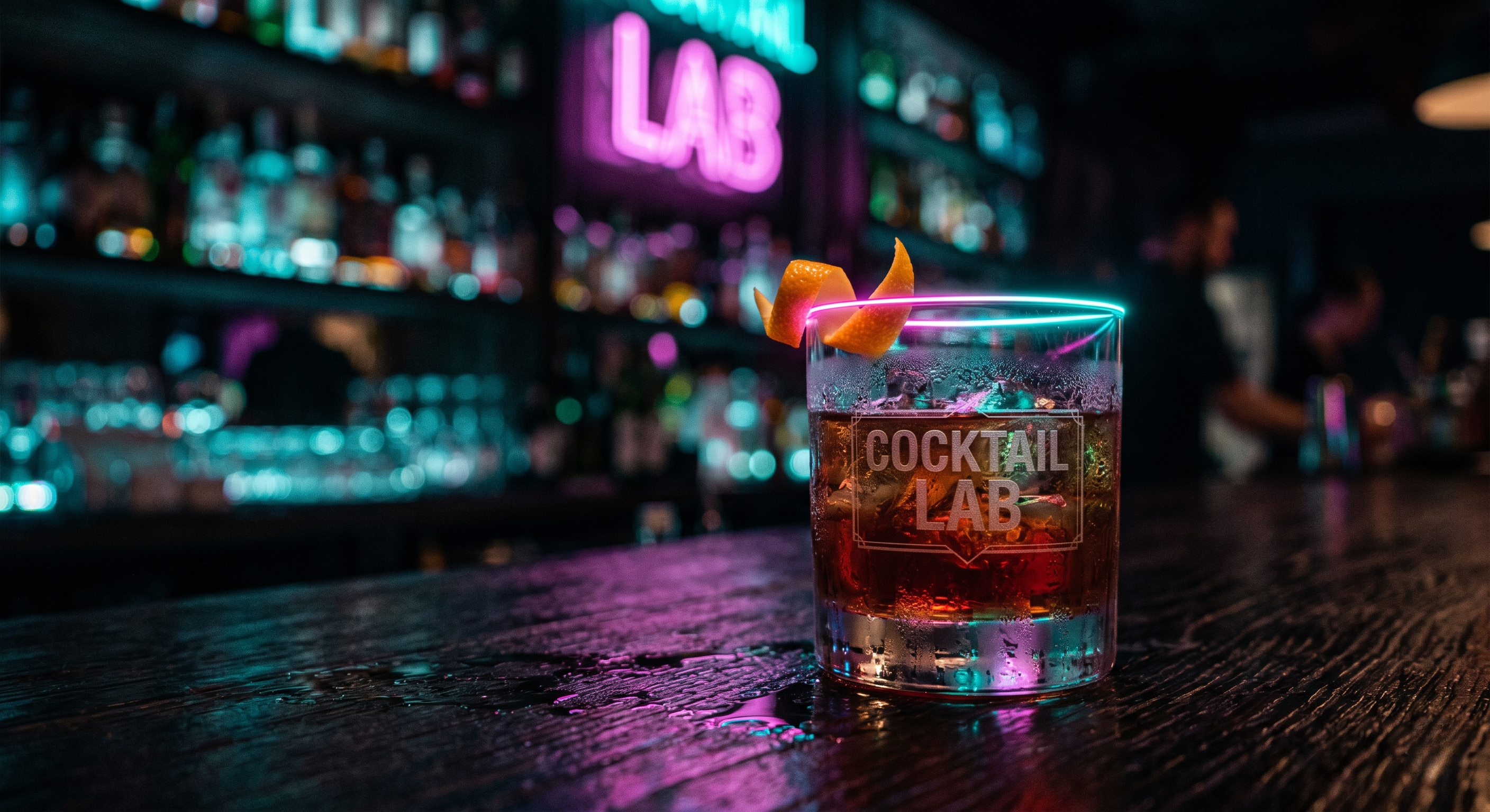 Example image for the prompt: Neon bar cocktail